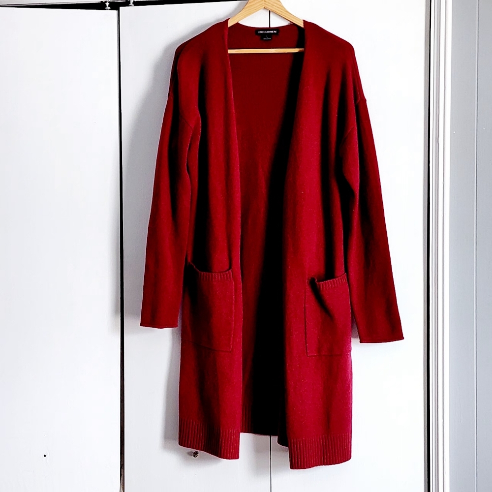 State Cashmere Red Women's Cardigan Sweater